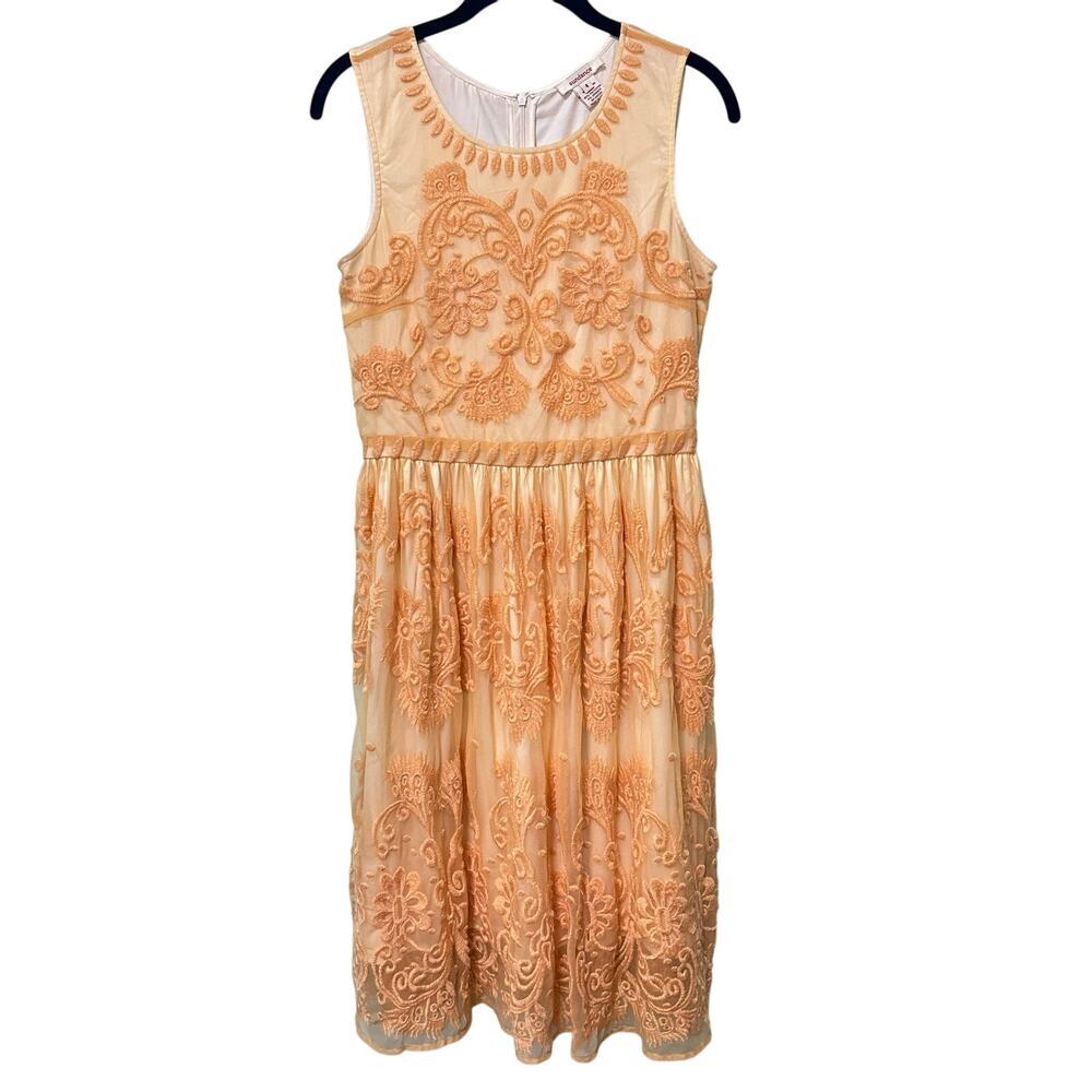 Sundance | Love At First Sight Embroidered Midi Dress Golden Sherbet Size 4